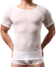 T-shirt a rete - Tank top sexy trasparente - Maniche corte - Materiale leggero e traspirante - Cintura comoda - Sotto maglia