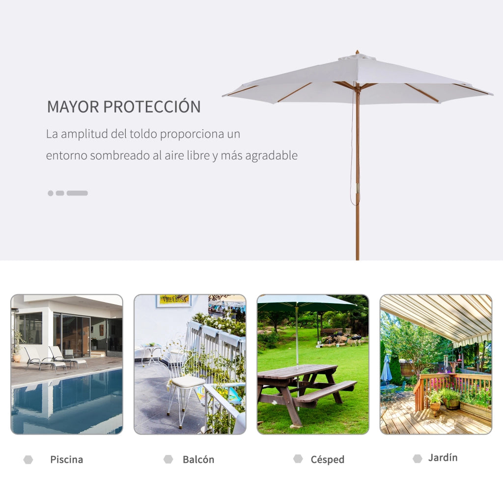 Ombrellone da giardino esterno ?300 cm ¨C zephmum ¨C bianco, legno, techo ventilado, poste smontabile
