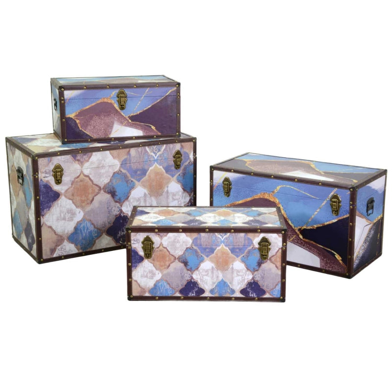 Baule ecopelle 1-4 blu marocco rettangolare cm 80x40h50