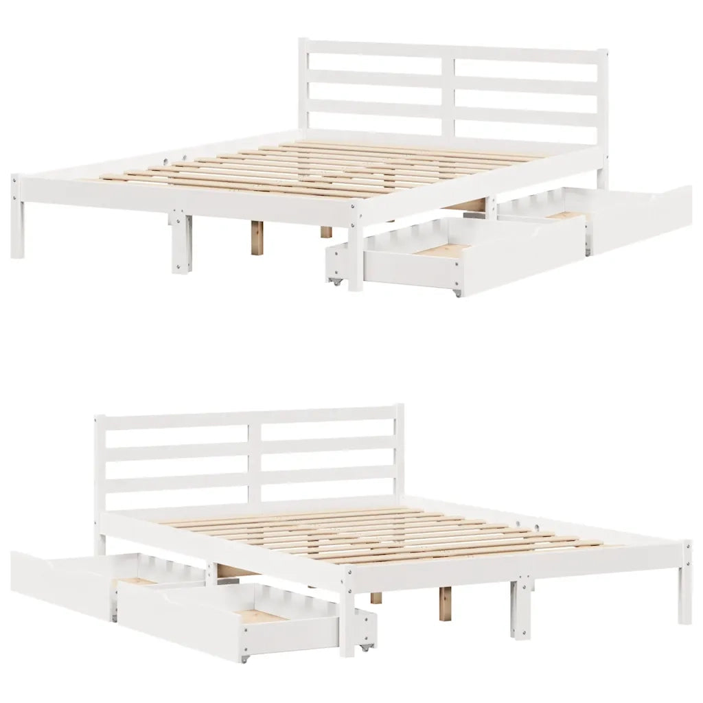Letto senza Materasso-Struttura Letto Bianco 150x200 cm Legno Massello di Pino 754728