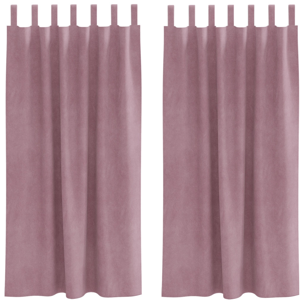 Tende oscuranti  con anelli di sospensione, 2 pezzi, velluto rosa scuro