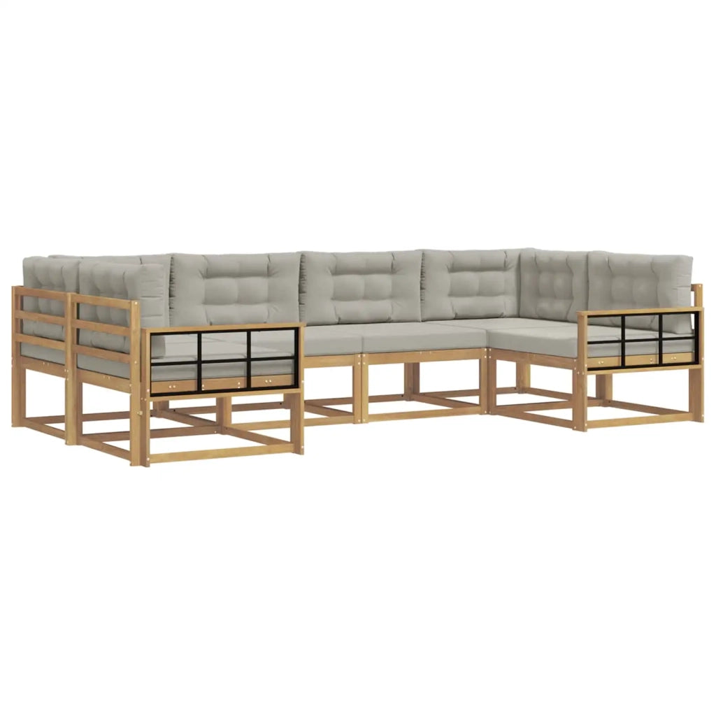 Set di divani da esterno 6 pz Bianco e Grigio Chiaro 3386945