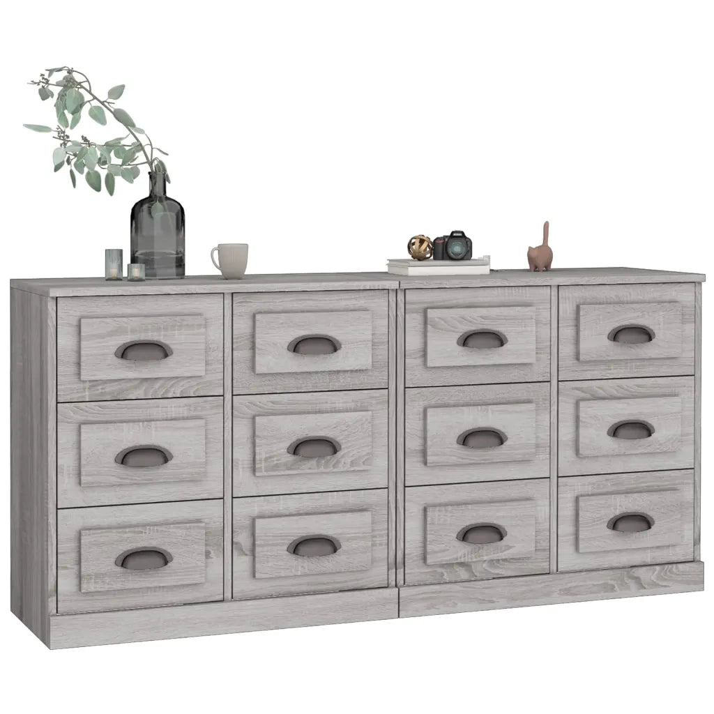 Credenze 2 pz | Madia | Buffet da pranzo | Armadio da pranzo Grigio Sonoma in Legno Multistrato