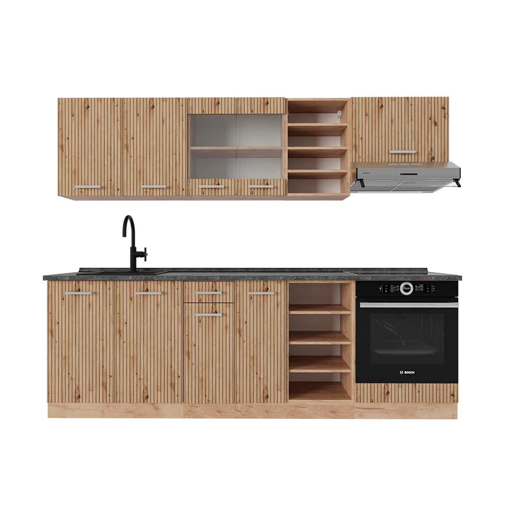 Vicco Cucina componibile Rovere artigianale/rovere Goldkraft 240 cm , PL Antracite