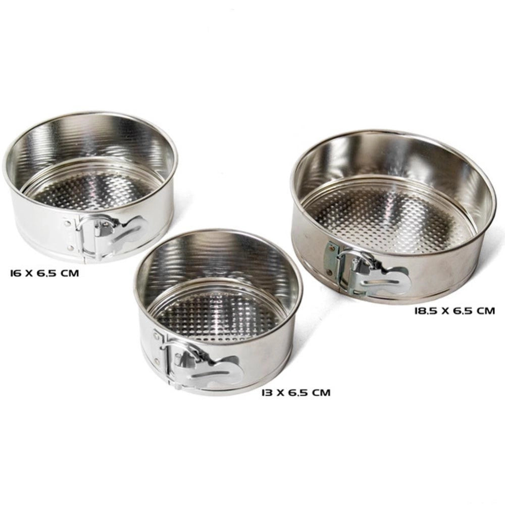 Trade Shop - Set 3 Tortiere A Cerniera Da Forno Antiaderenti Teglie Smontabili Stampi Dolci -