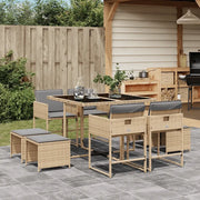 Set Pranzo da Giardino 9 pz con Cuscini Beige Misto Polyrattan 3278087