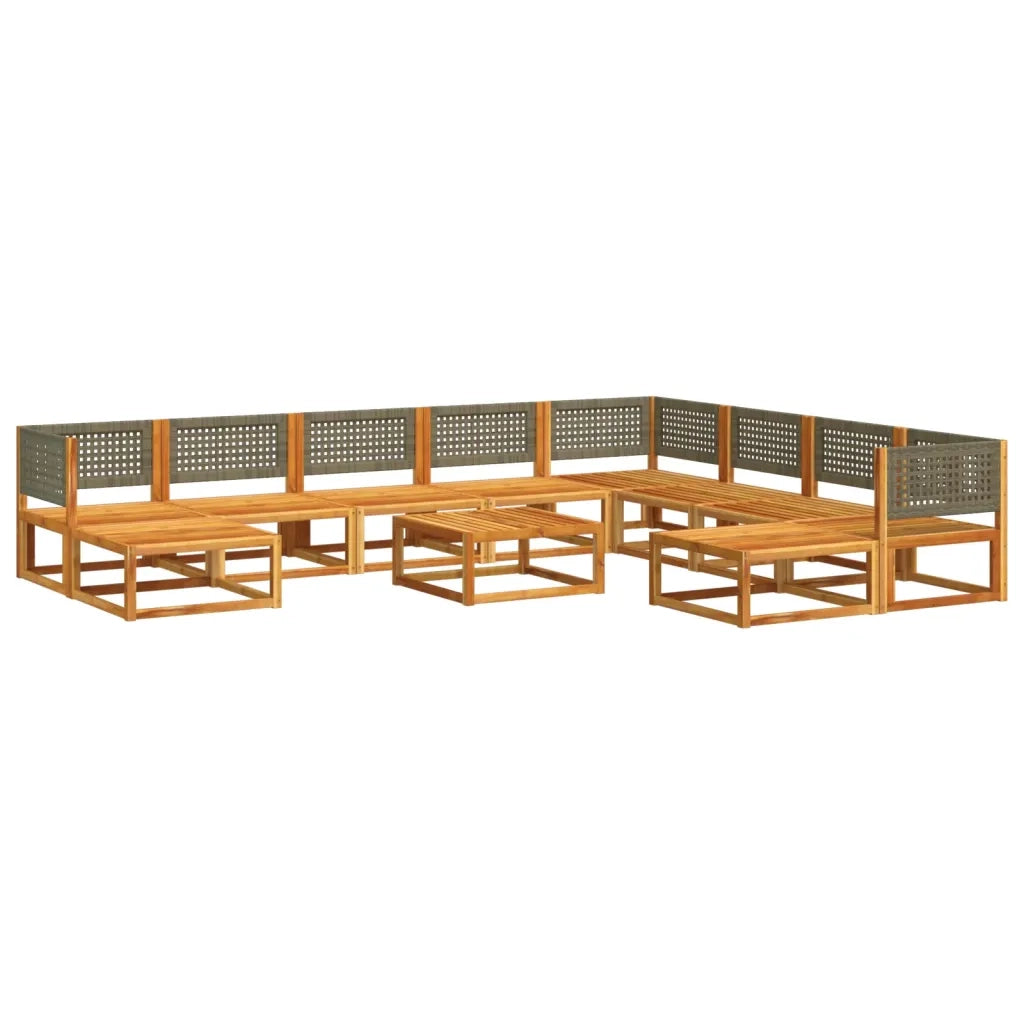 Set di divani da giardino 11 pz con cuscini in legno di acacia e rattan