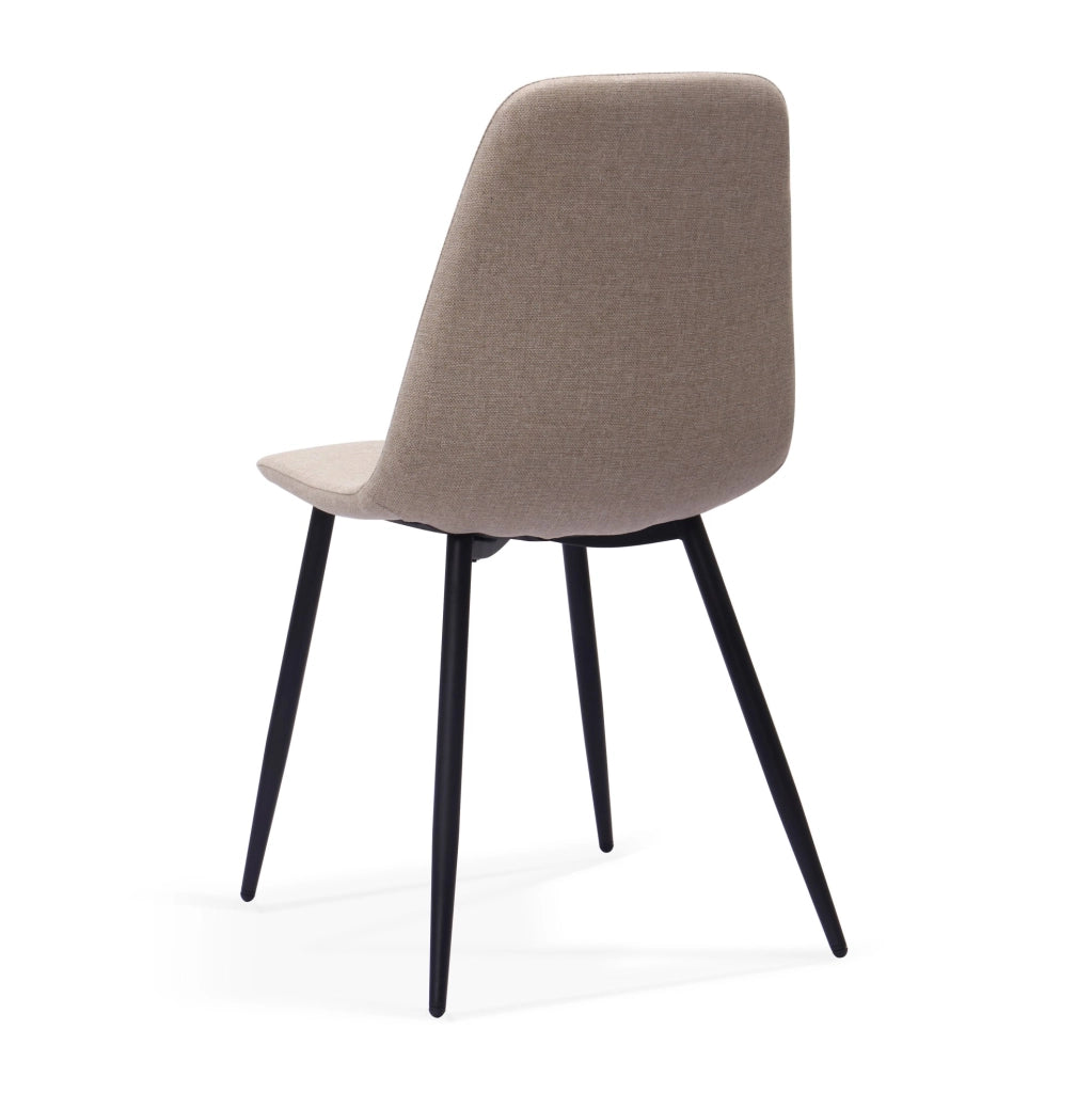 Sedie da pranzo minimaliste in tessuto e metallo beige chiaro, set da 2