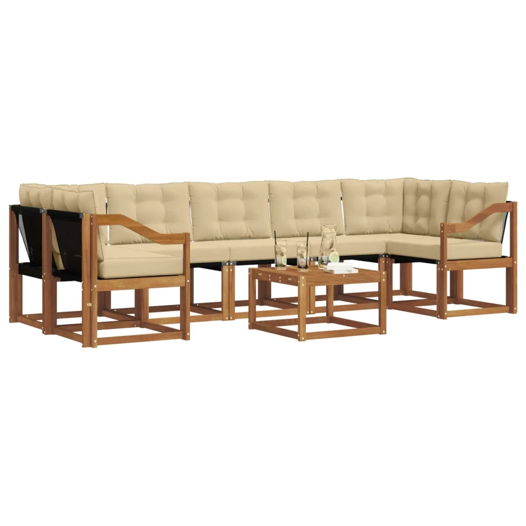 Set di divani da esterno con cuscino 8 pcs Naturale e Beige