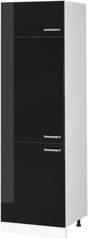 Dispensa universale R-Line, Nero lucido, 60 cm con porte, per la conservazione di utensili domestici e scorte