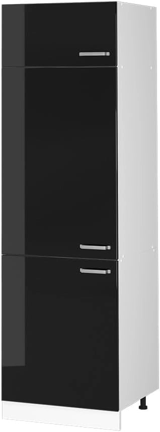 Dispensa universale R-Line, Nero lucido, 60 cm con porte, per la conservazione di utensili domestici e scorte