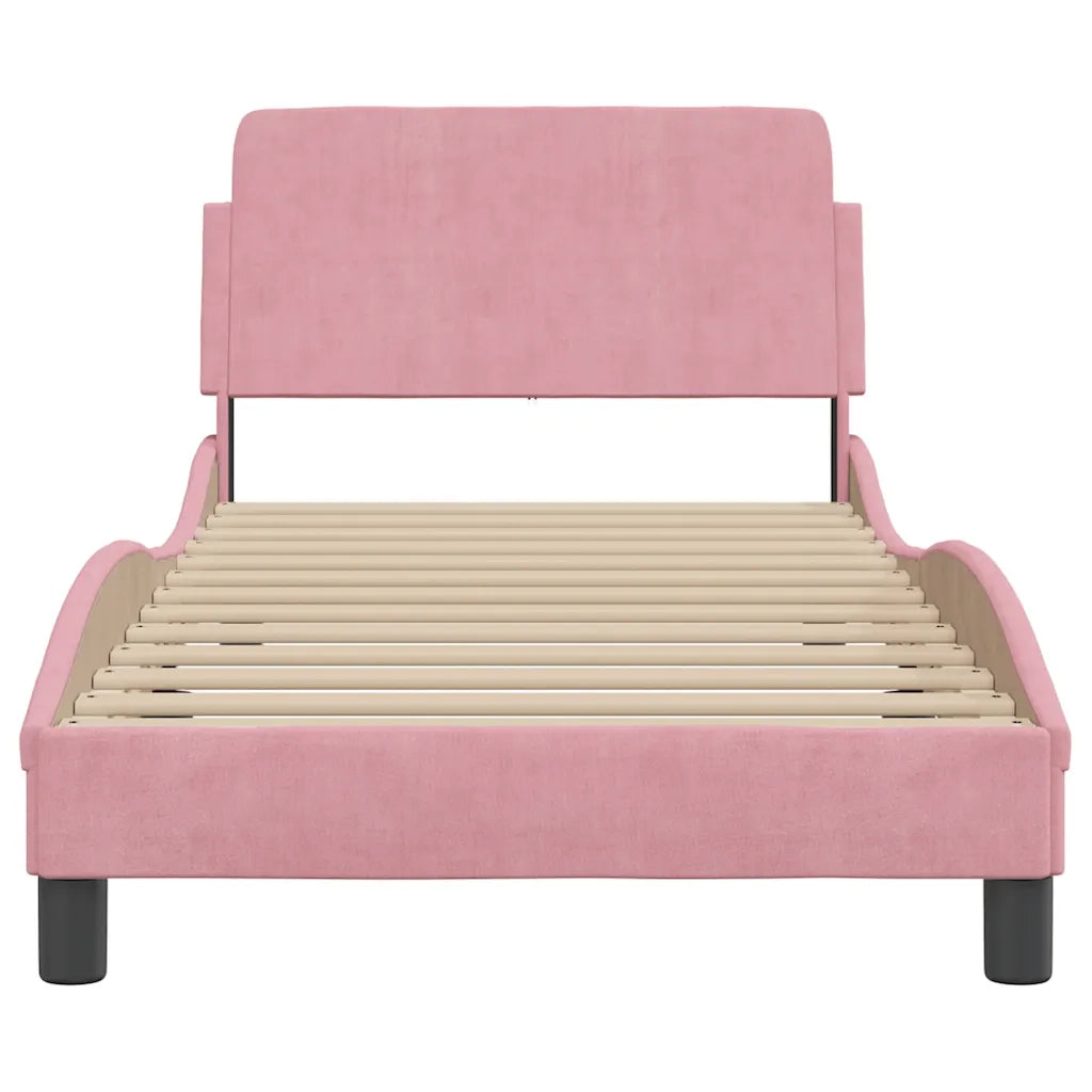 Giroletto con Testiera senza Materasso Rosa 90x200 cm Velluto