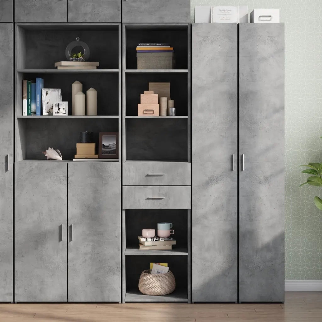 Credenza Grigio Cemento 45x42,5x185 cm in Legno Multistrato