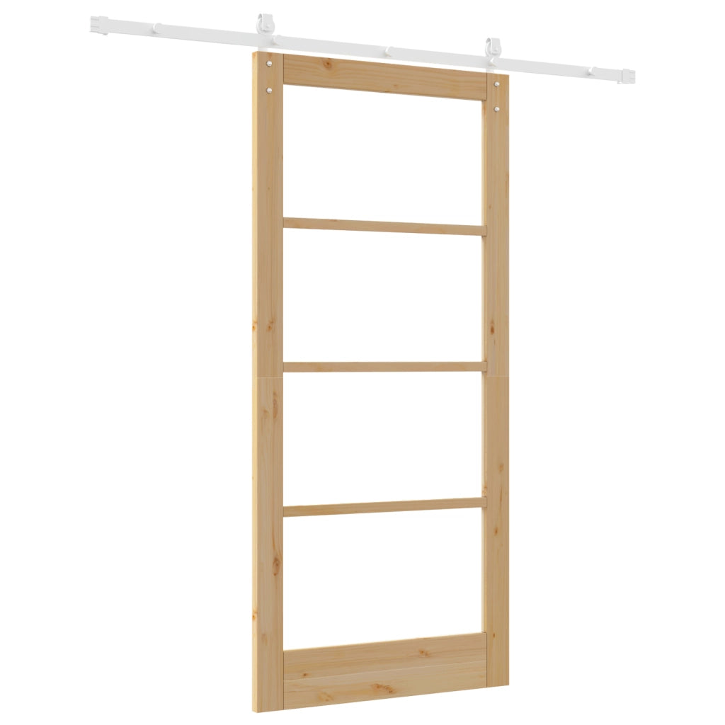 Porta Scorrevole con Set Hardware 'ORKDAL'Legno Massello e Vetro