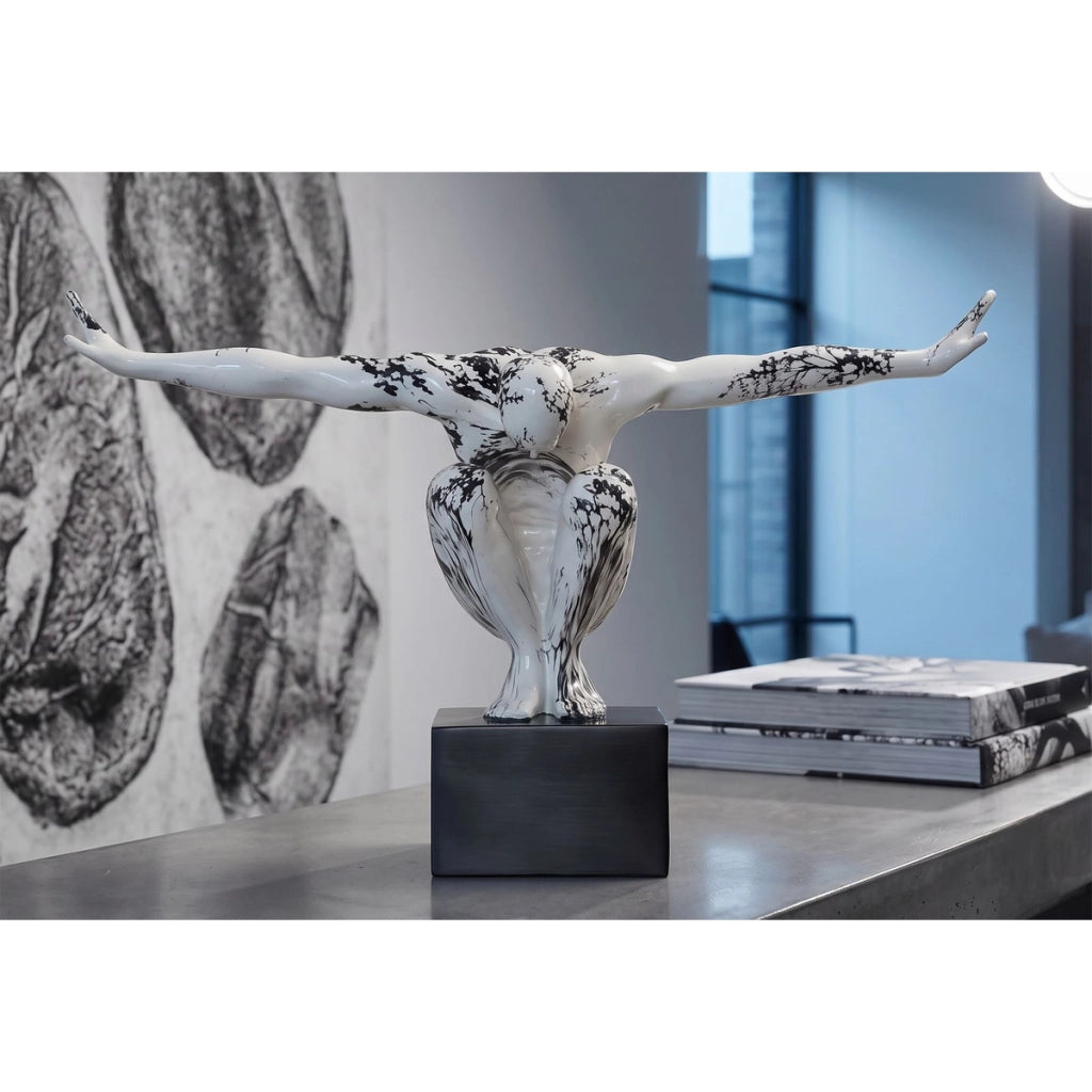 Scultura Ginnasta in poliresina bianco e nero