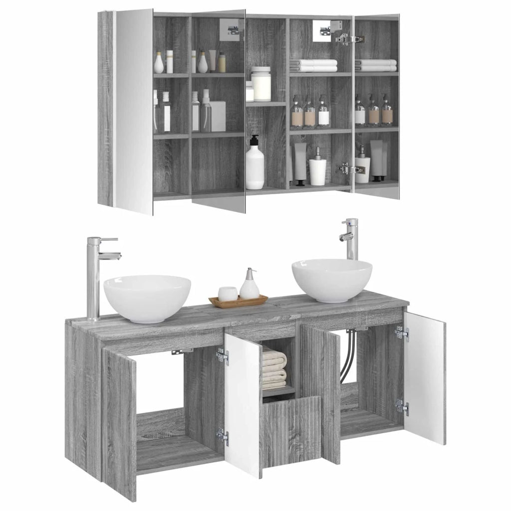 Set di Armadi da Bagno 4 pz Sonoma grigio Legno ingegnerizzato 3406348