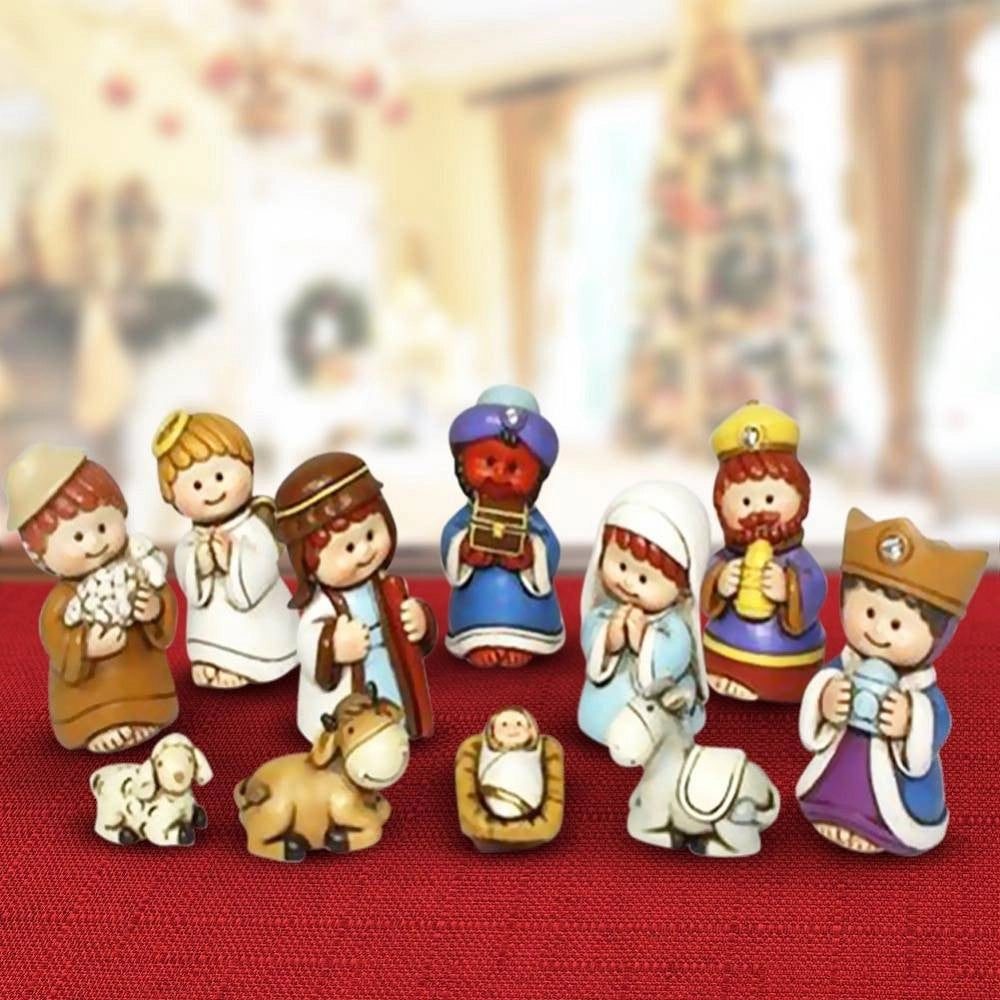 Trade Shop - Set Nativita Bambini Per Presepe Natale Statuine Presepio In Resina 7cm 11pz -
