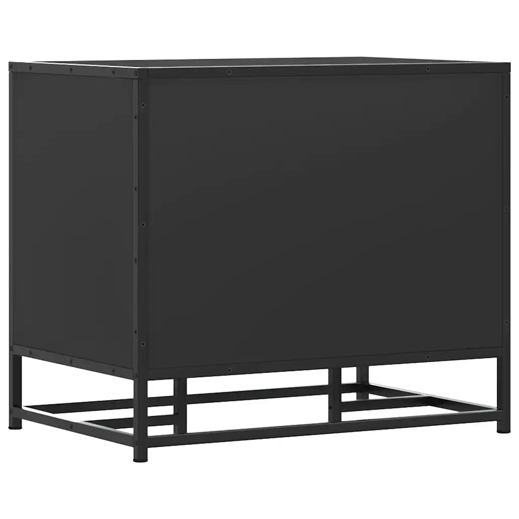Panca Portaoggetti Nera 60x40x53,5 cm Multistrato e Metallo