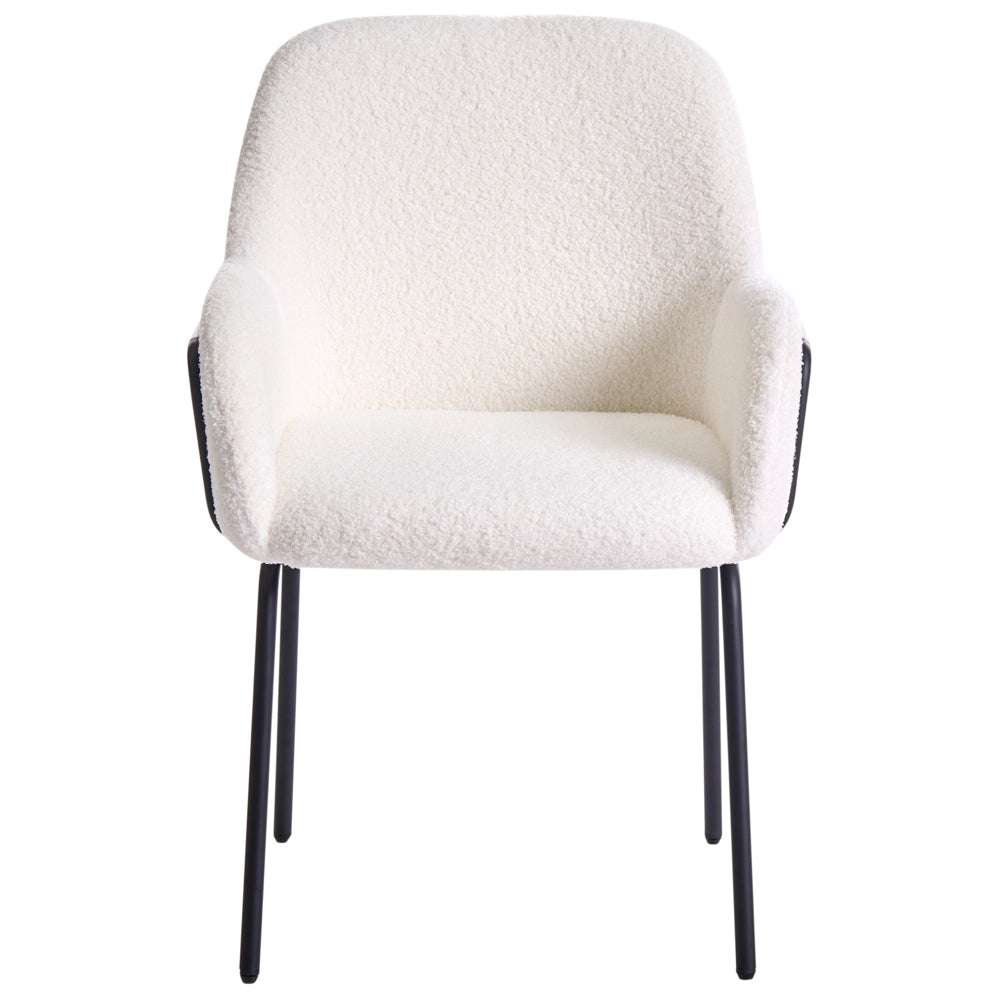 Poltrona tessuto bouclè bianco sporco imbottita Design stile retrò