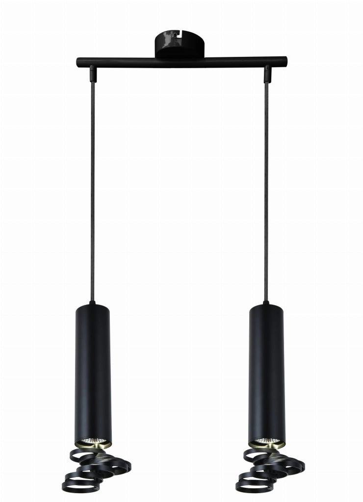 Lampada a sospensione Tuba Candellux nera 2xGU10 Ø6 cm