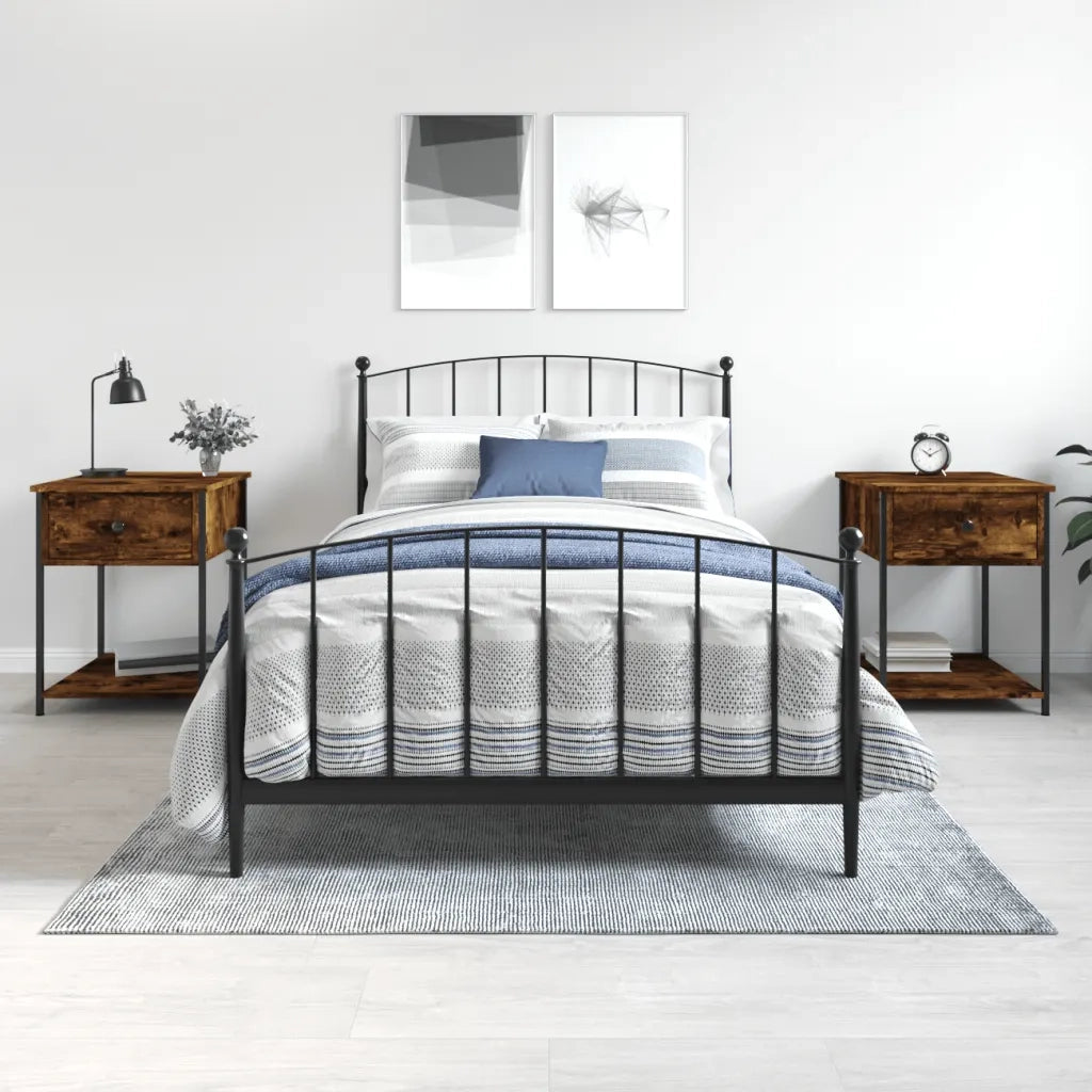 Set di 2 Comodini | Armadio da Notte | Mobiletto da notte Rovere Fumo 44x45x58 cm in Legno Multistrato