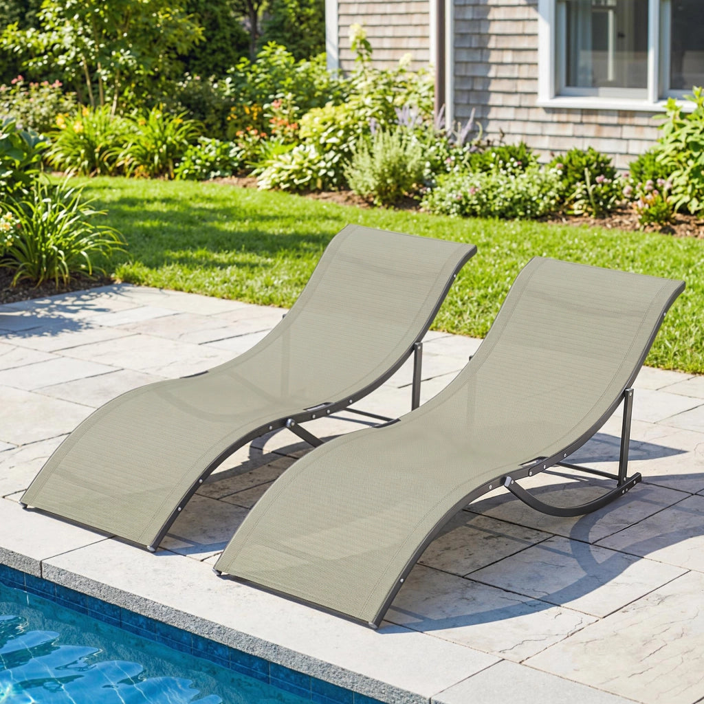 Sdraio Pieghevole da Giardino ¨C zephmum ¨C Alluminio e Textilene, 61x165x63cm