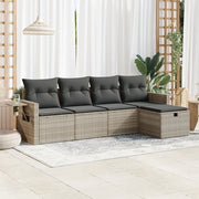 Set Divano da Giardino 5pz con Cuscini Grigio Chiaro Polyrattan 3325468
