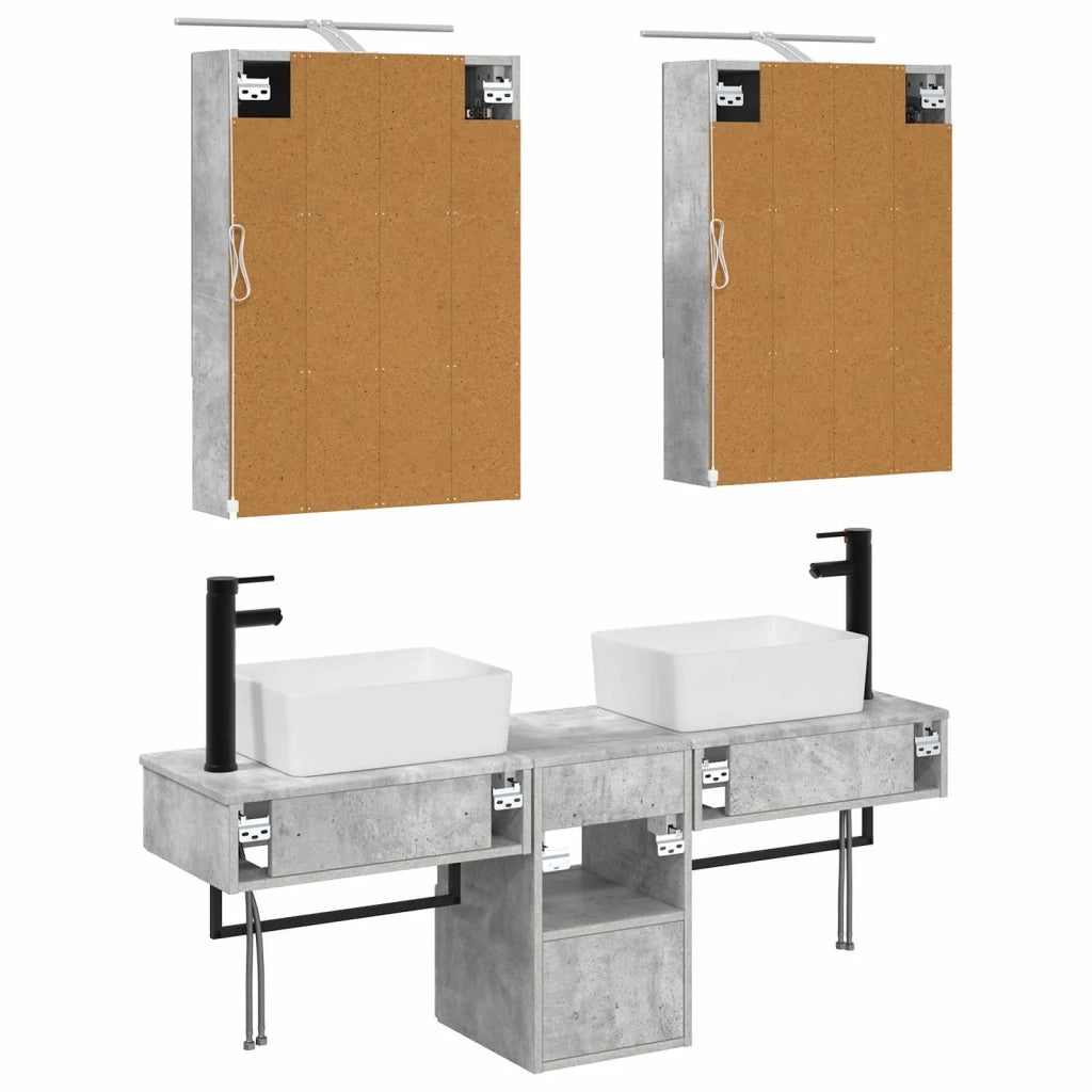 Set di Armadi da Bagno 5 pcs Grigio Cemento 50 x 14,5 x 70 cm 3406322