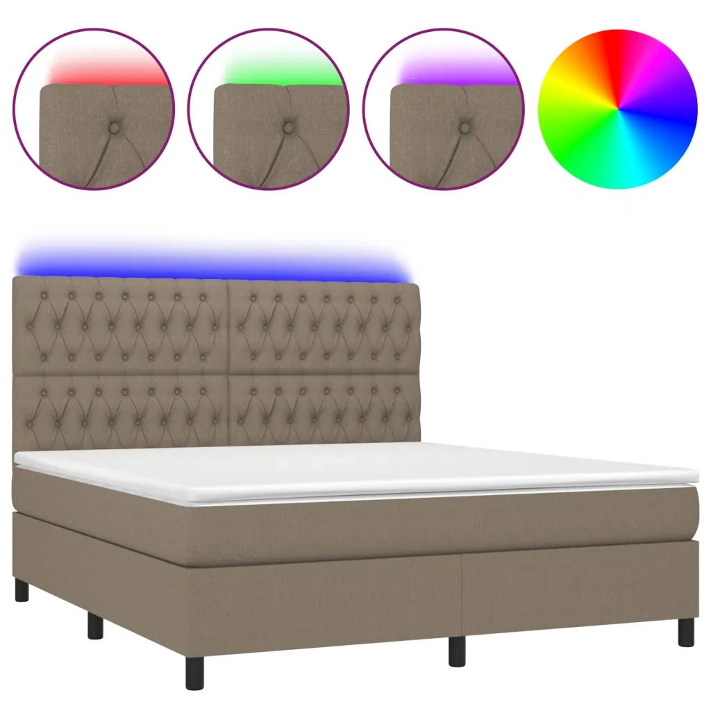Letto a Molle con Materasso e LED Tortora 180x200 cm in Tessutocod mxl 74997