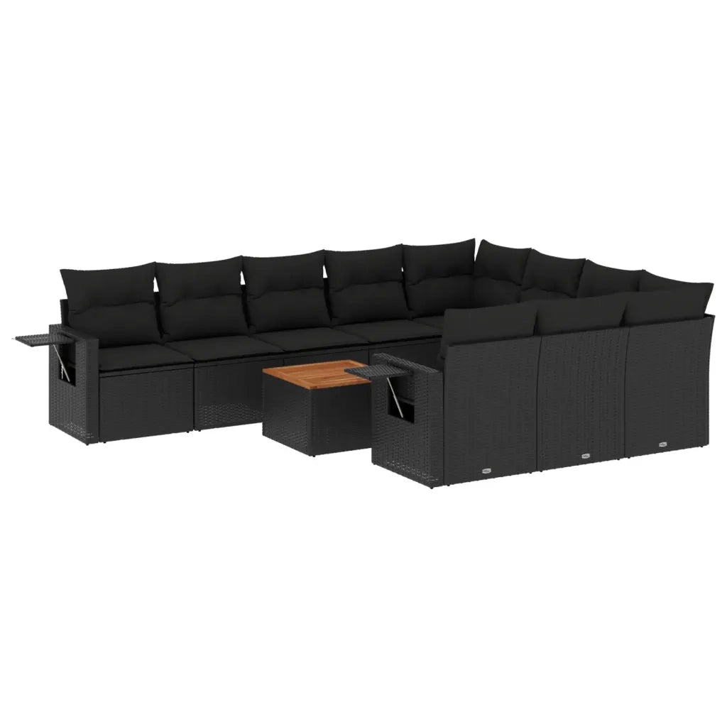 Set Divani da Giardino 11 pz con Cuscini in Polyrattan Nero 3224739