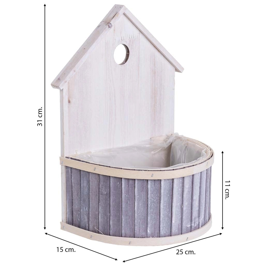 Supporto per fioriera rotondo in bambù grigio 25x15x31/11H cm