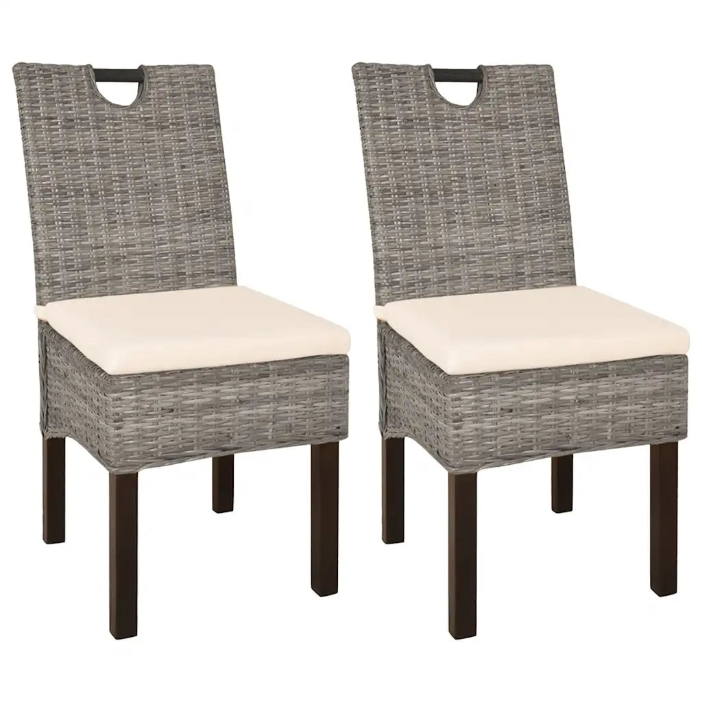 Sedie Sala da Pranzo 2 pz in Rattan Kubu e Legno di Mango cod mxl 23885