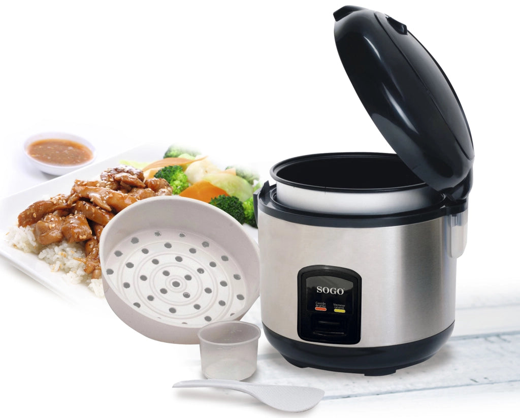Cuociriso elettrico 1,8L acciaio inox, rivestimento antiaderente, cottura a vapore 700W cucina - SOGO