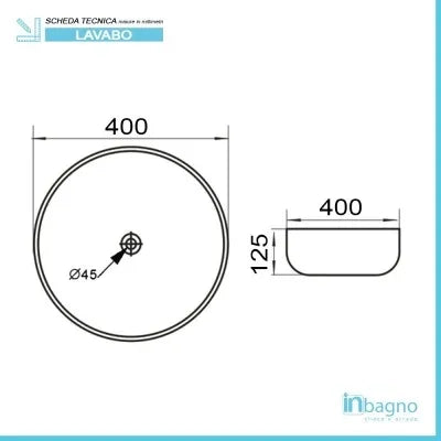 Lavandino da appoggio 40 cm design tondo in ceramica bianco opaco