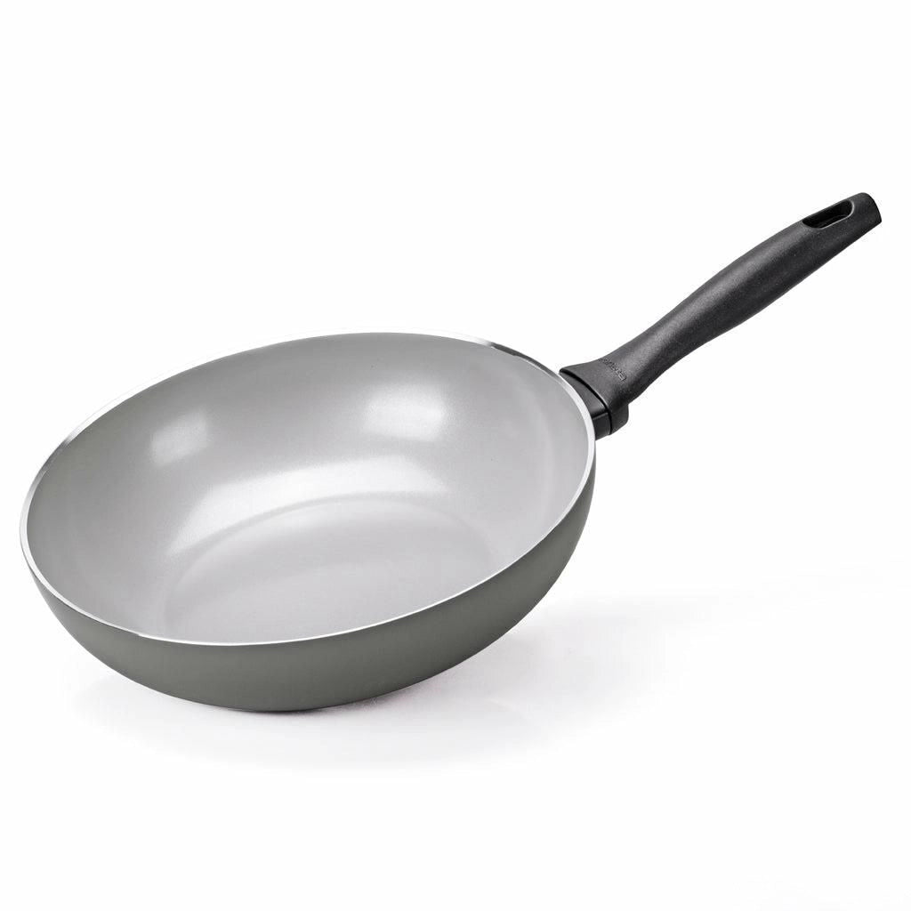 Moneta 0000994328 Melodia Wok 28 cm con Rivestimento Antiaderente Naturale Finegres Senza PTFE PFAS PFOA Nichel Adatto a Tutti i Piani Cottura Inclusa Induzione colore Nero Grigio