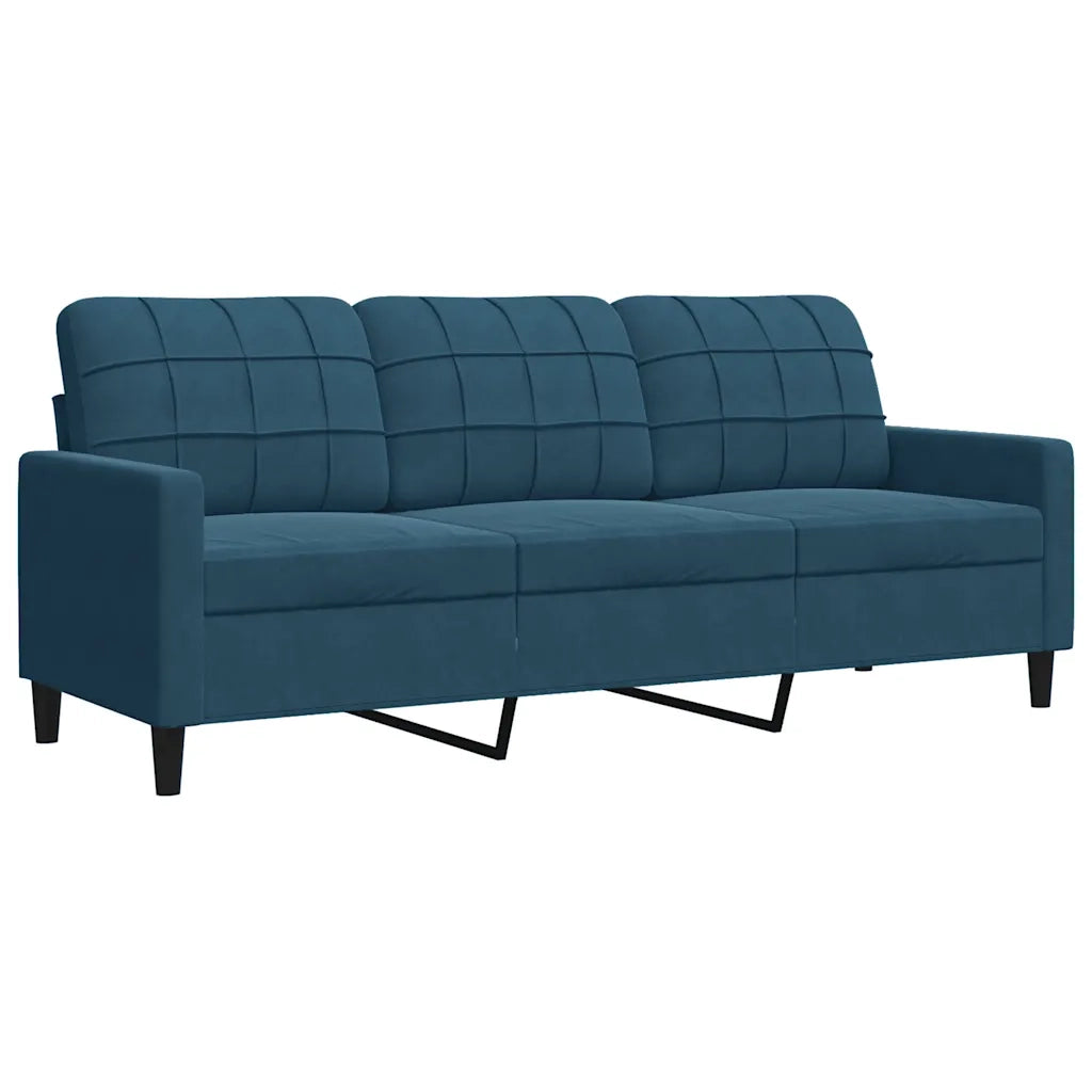 Set di Divani 3 pz con Cuscini Blu in Velluto