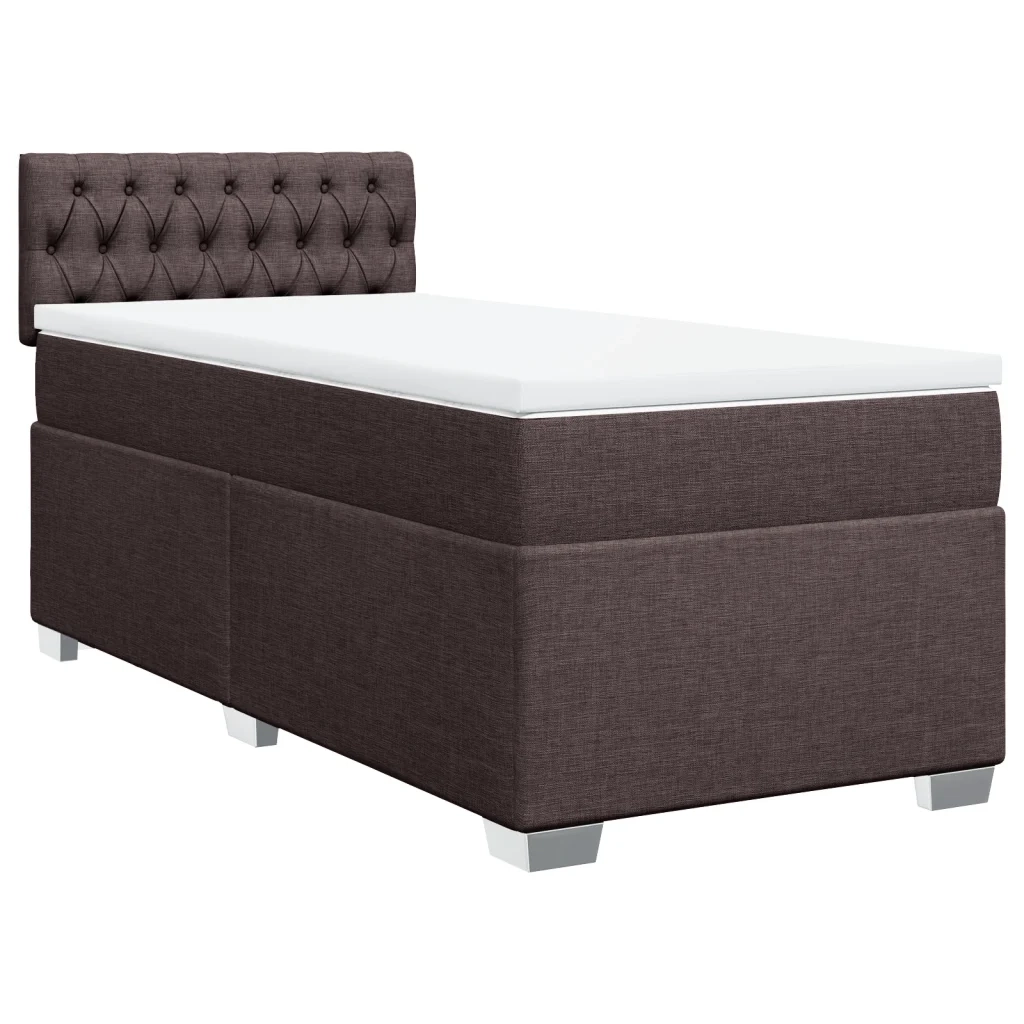 Giroletto a Molle con Materasso Marrone Scuro 90x190cm Tessuto