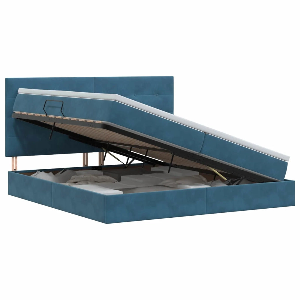 Letto con contenitore e materasso Blu Scuro 200 x 200 cm 3459715