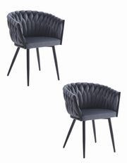 Sedia VALORA MAYAN - Design ergonomico in velluto grigio scuro x2