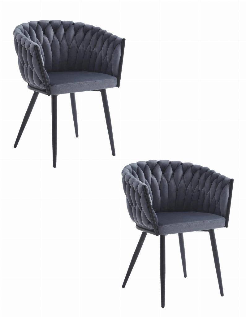 Sedia VALORA MAYAN - Design ergonomico in velluto grigio scuro x2