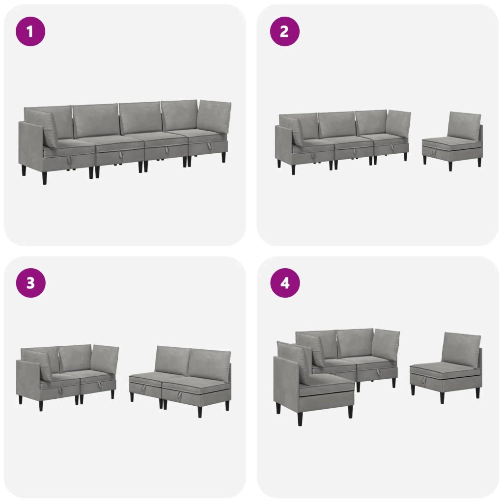 Set di mobili per il soggiorno 4 pcs Grigio Chiaro Velluto 3413729