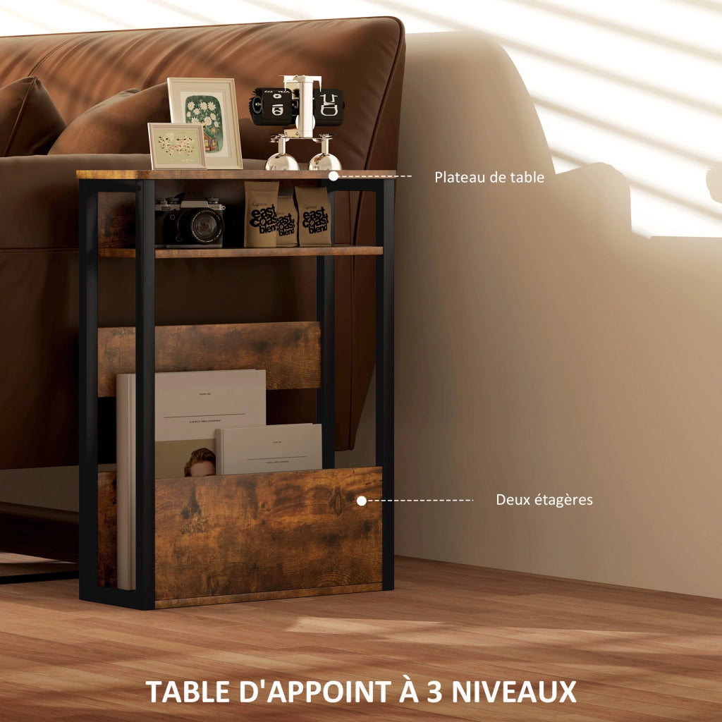 Tavolino da salotto con ripiani a due livelli ¨C zephmum ¨C 46x18x58.5 cm rustico