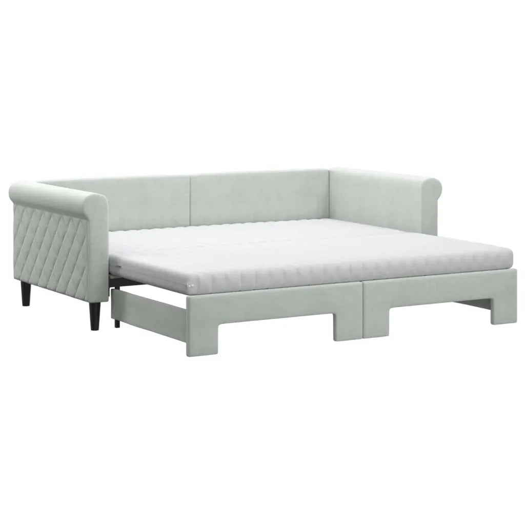 Divano Letto Estraibile Materassi Grigio Chiaro 90x190 Velluto 3197808