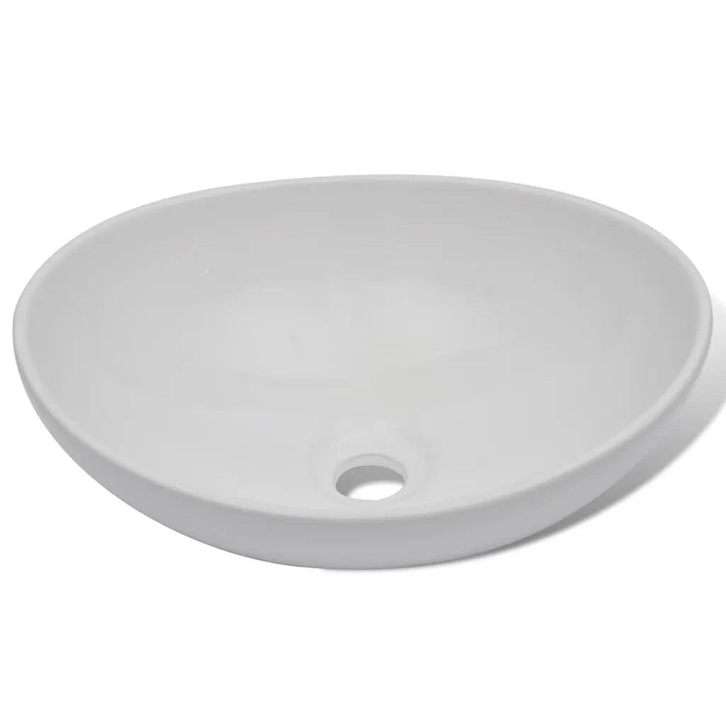 Lavello-Lavandino-Lavabo in Ceramica Bianco Ovale 40 x 33 cm