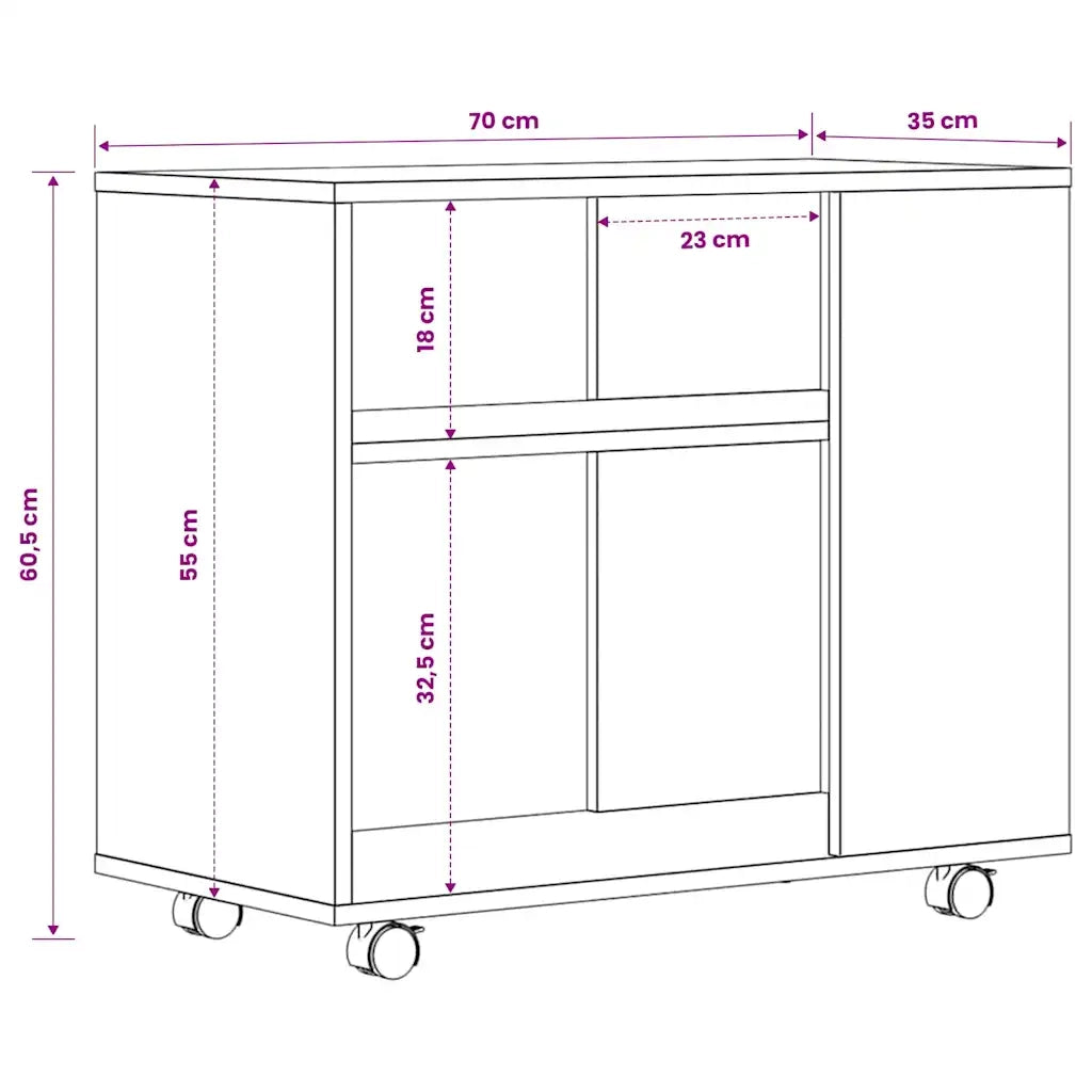 Tavolino | Tavolo laterale Grigio Cemento 70x35x55 cm in Legno Multistrato