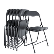Set da 6 Sedia Pieghevole Slim Opaca in Metallo Sedie Salvaspazio per Ufficio Casa Campeggio Salotto Cucina In Ecopelle con Comoda Seduta Imbottita 78 x 44 x 44 cm (Nero)
