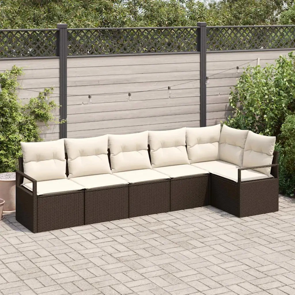 Set Divano da Giardino 6 pcs Marrone e bianco polyrattan 3355067