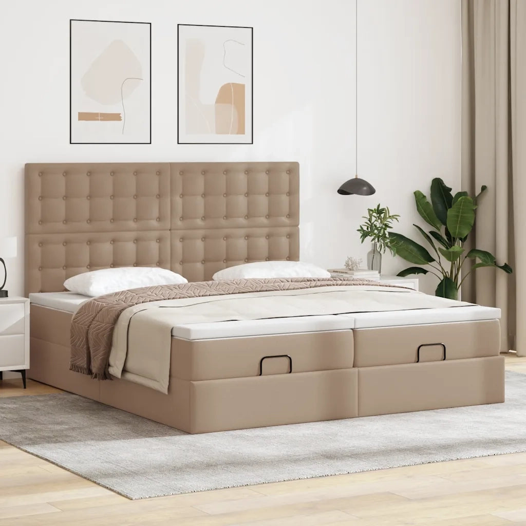 Pouf Letto con Materassi e LED Cappuccino 180x200cm Similpelle 3314507