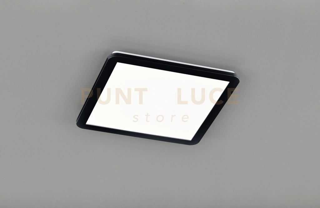 CAMILLA H2O PLAFONIERA LED 22W 2700lm, 3000K QUADRATA BORDO NERO DIMMERABILE CON INTERRUTTORE IP44 D. 40CM