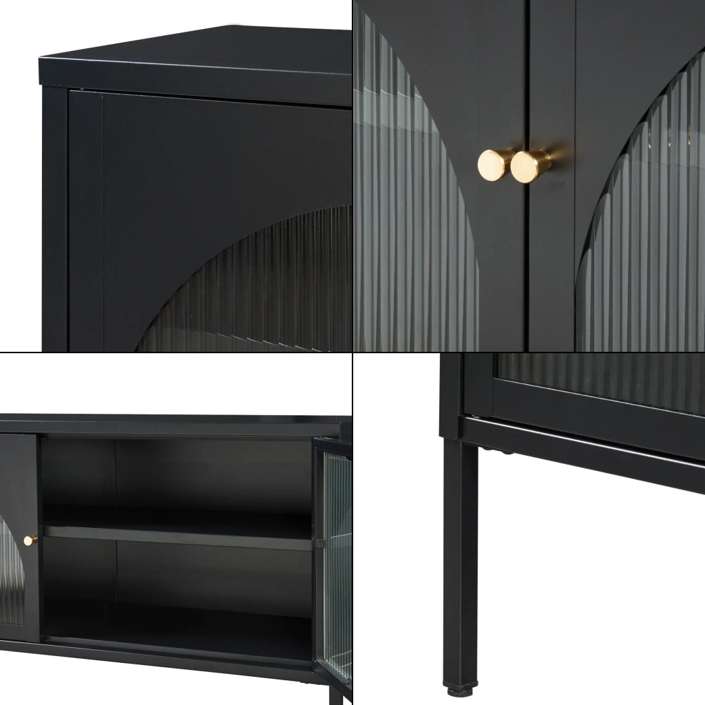 Mobile porta TV mensola porta TV per soggiorno 115 x 35 x 64 cm nero opaco 03_0010063
